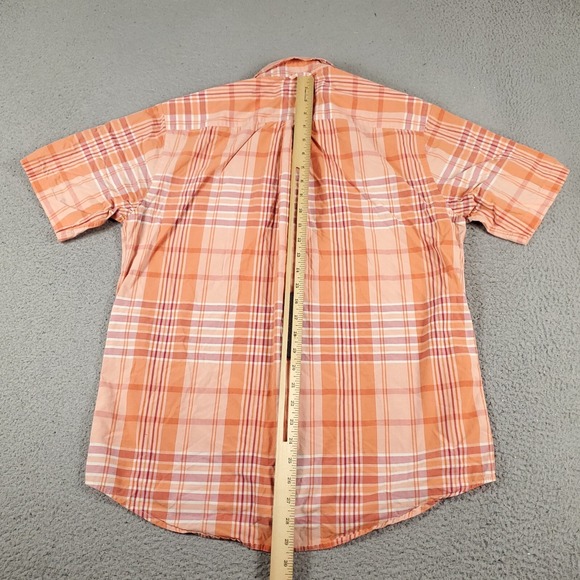 Tommy Hilfiger Shirt Mens Small Orange Plaid Casual Button Up Short Sleeve - Picture 3 of 6
